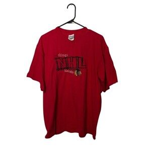 Vintage Chicago Blackhawks Shirt Mens Large Red Single Stitch Hockey Embroidered